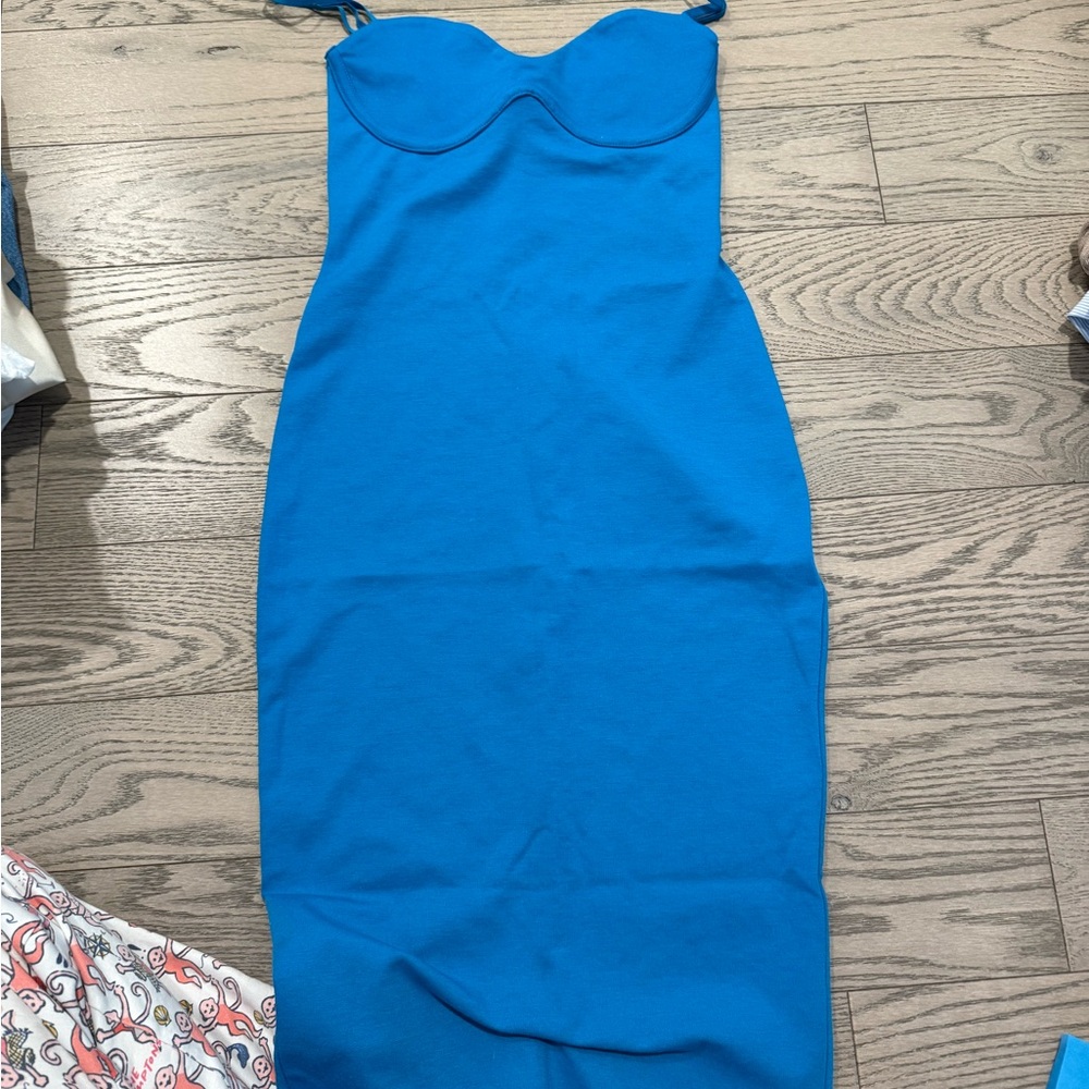 Zara Vibrant Blue Strapless Dress